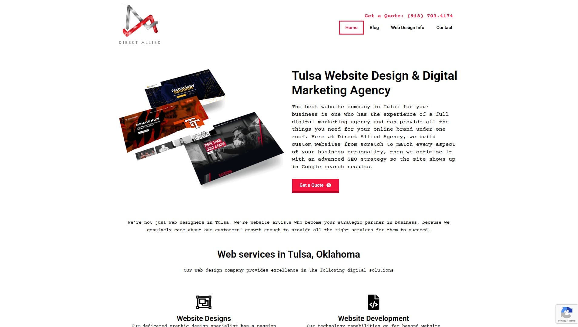 Local web design agency website focused on lead generation